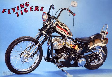 Mc Artmotorcycle Art Theme Bikes Flying Tigers Shark