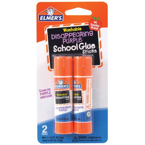 Elmers Disappearing Purple Washable School Glue Sticks 2 Count