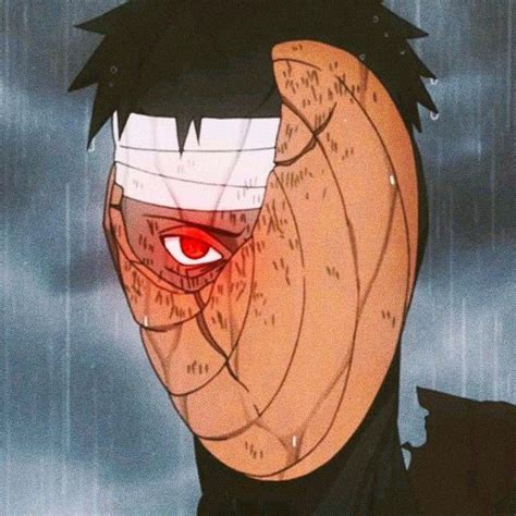 An Anime Character With Red Eyes And Black Hair Standing In The Rain