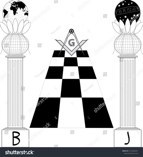 Masonic Symbol Bj Pillars And Tessellated Royalty Free Stock
