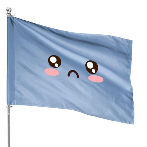 Cute Anime Japanese Emojiemoticon Sad Face House Flags