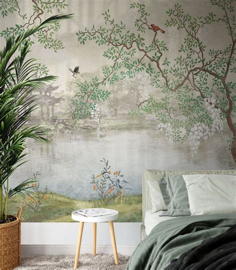Chinoiserie Chic Wall Mural Chinese Wallpaper Etsy In