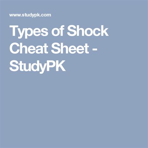 Types Of Shock Cheat Sheet Types Of Shock Cheat Sheet Types Of Shock