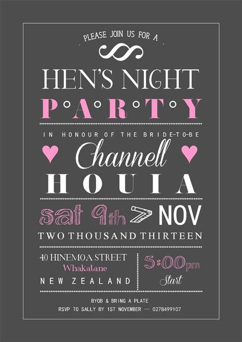 pin by sally ann hay on a collection of typography hens night invitations hen night ideas