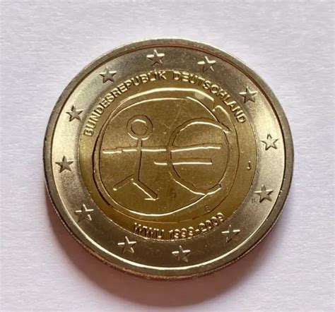 Germany 2 Euro Commemorative Coin 2009 10 Years Of Emu Letter J