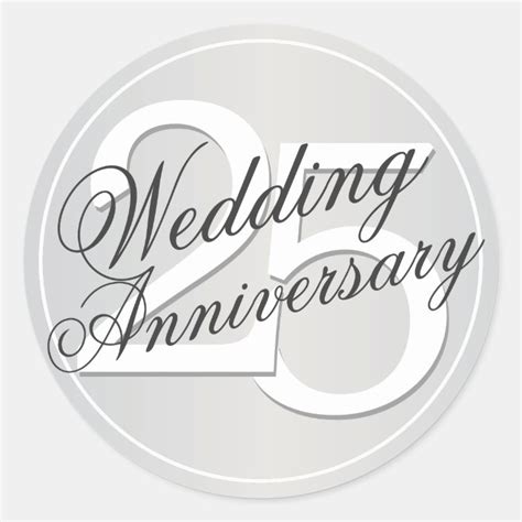 25th Wedding Anniversary Silver Toned Sticker