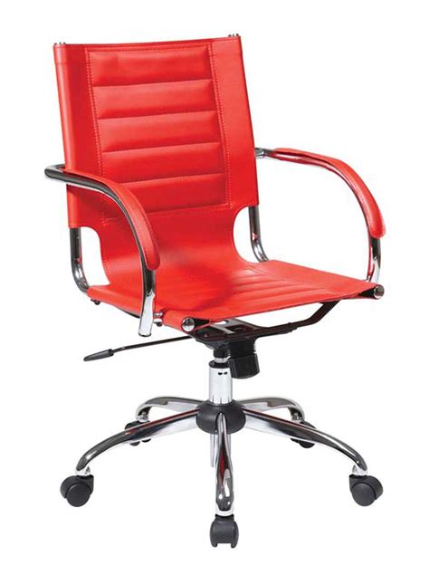 Stylish Adjustable Height Red Leather Office Chair 