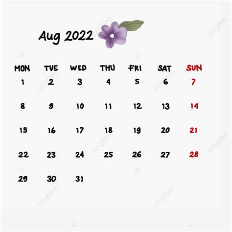 Kalender Agustus 2022 Tulis Tangan Png Kalender Agustus 2022
