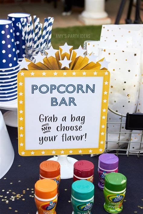 Outdoor Movie Party Popcorn Bar Sign Printable Instant Download Movie