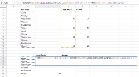 Excel Google Sheets Try To Do Sumifs With Conditions On A Merged