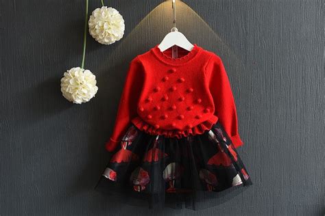 Childrens Wear Spring Girl Knitted Stitching Long Sleeve Dress