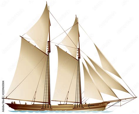 Schooner Sailing Vessel A Traditional Gaff Rigged Schooner With Two
