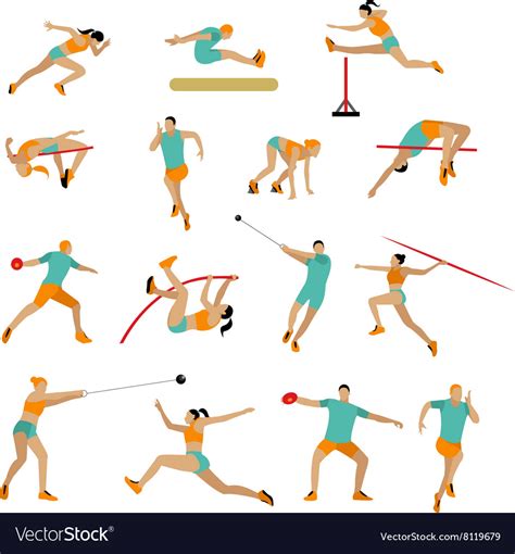 Set Of People In Sport Poses Track And Royalty Free Vector