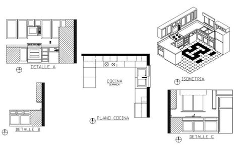 Kitchen Isometric Elevation And Plan Cad Drawing Details Dwg File Cadbull