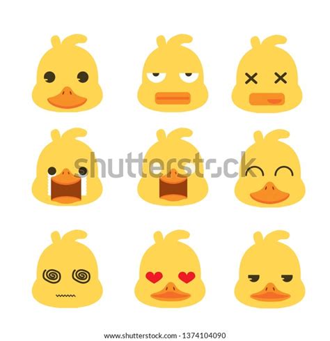Duck Face Emotion Set Stock Vector Royalty Free 1374104090