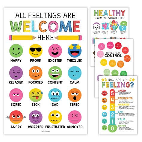 Buy 4 Colorful Feelings Chart For Kids Learning Posters For Walls