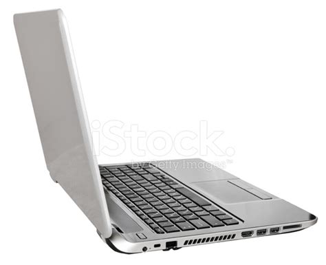 Side View Of Open Laptop Isolated On White Stock Photo Royalty Free