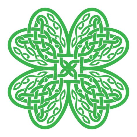 Four Leaf Clover Shaped Knot Made Of Celtic Heart Shape Knots Green