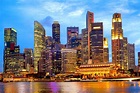 Singapore Downtown Core Illuminated Night Stock Image - Image of ...