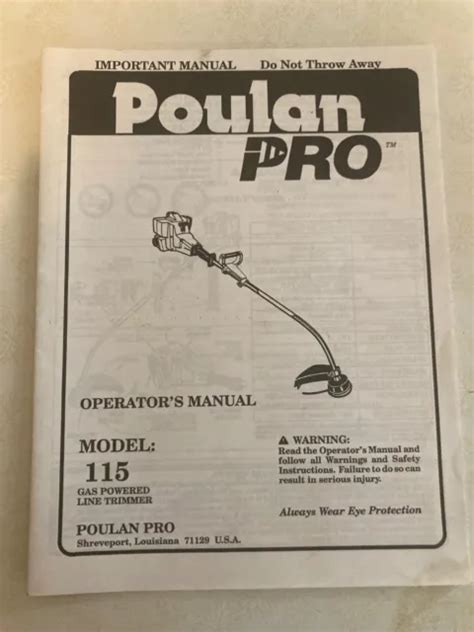 Poulan Pro Operators Manual Model 115 099 Picclick