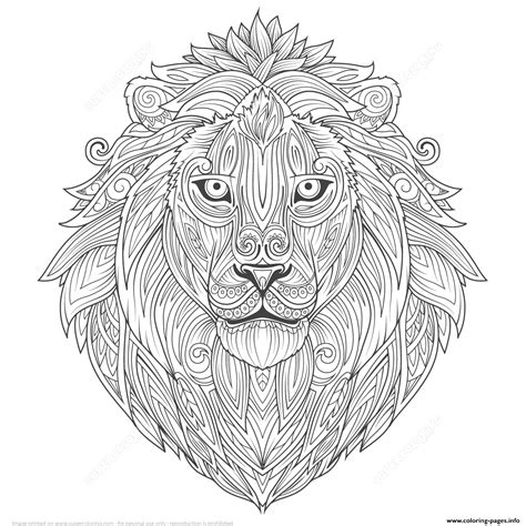 Lion Ethnic Zentangle Adults Coloring Pages Printable
