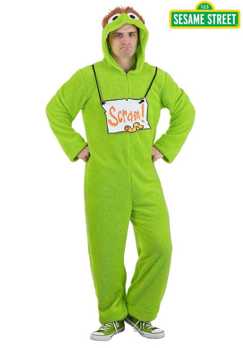 Adult Sesame Street Oscar The Grouch Jumpsuit Costume