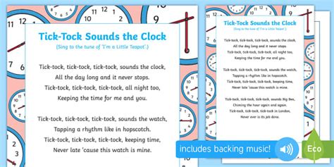 Tick Tock Sounds The Clock Song Teacher Made Twinkl