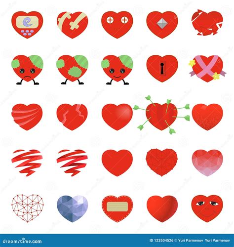 Set Of Heart Icon Vector Isolated On White Background Emoji Vector