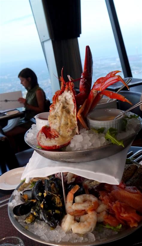 For some fine dining with a spectacular 360° view you may want to try the revolving restaurant located above the lookout at 1151 feet. Hungry-Spot: 360 Restaurant @ CN Tower (Ontario, Canada)