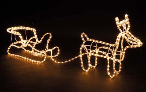 Large Christmas Reindeer And Sleigh Light Up Outdoor Garden Led Rope