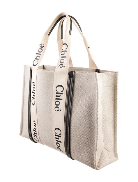 Chloé Canvas Woody Tote Bag Neutrals Totes Handbags Chl225938