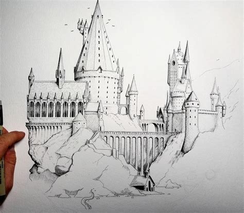 How To Draw Hogwarts Castle Step By Step At Drawing Tutorials