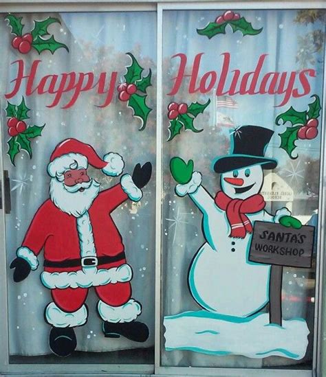 Holiday Window Painting Window Painting Santas Workshop Art