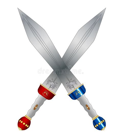 Dos Roman Swords Crossed On Un Fondo Blanco Ilustración Del Vector