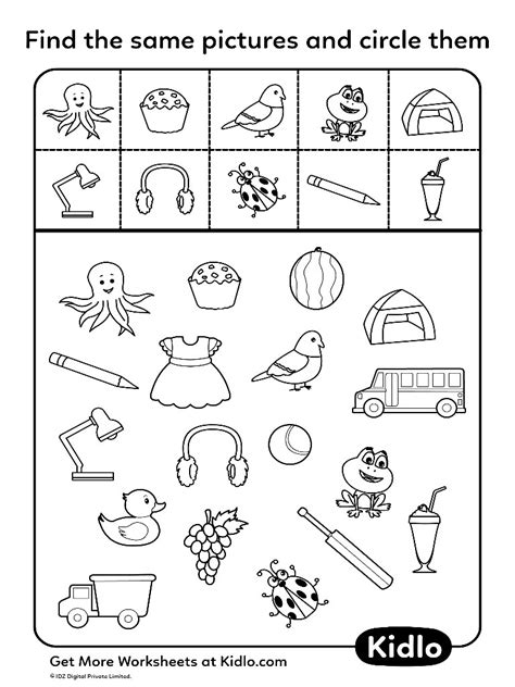 Circle The Same Pictures Worksheet 18