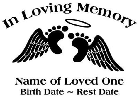 In Loving Memory Angel Wings Halo Baby Infant Feet Decal Sticker From