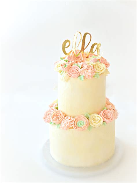 Perfect as a birthday cake for london delivery. 2 Tiers Pastel Buttercream Flowers Birthday Wedding Cake ...