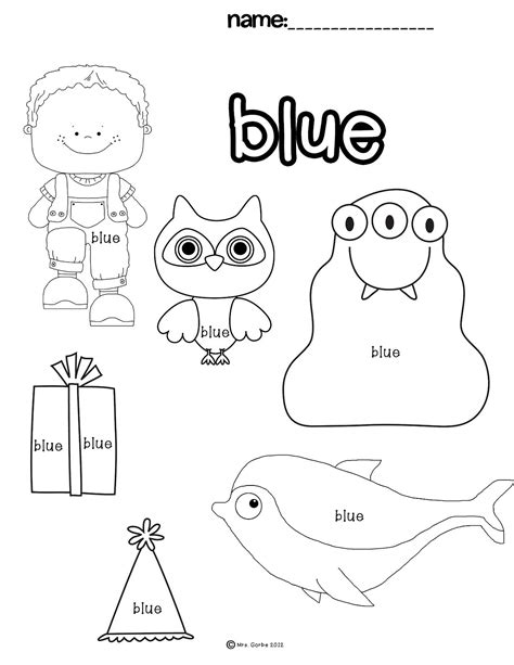 The Color Blue Worksheets