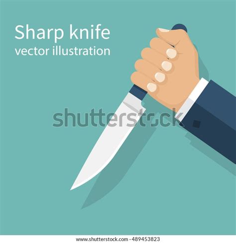 Man Holding Knife Hand Vector Illustration Stock Vector Royalty Free