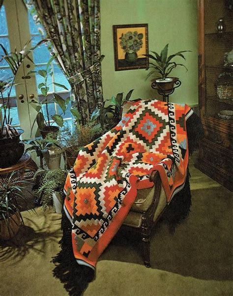 Vintage Crochet Geometric Indian Afghan Pattern Pdf Instant Etsy