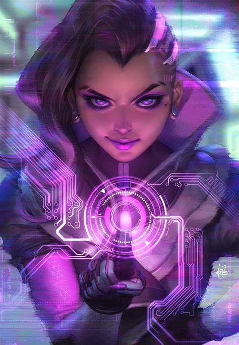 Wallpaper Long Hair Anime Sombra Overwatch Toy Purple Eyes