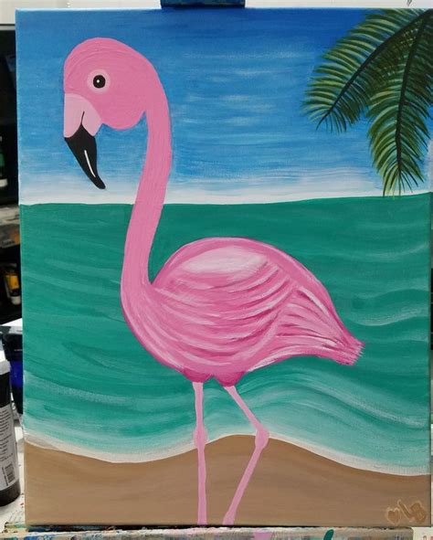 Flamingo Acrylic Painting On Canvas Acrylic Painting Canvas Mini