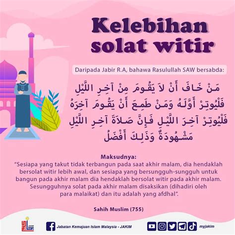 Niat Panduan Solat Sunat Witir JAKIM