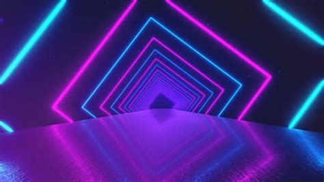 Abstract Motion Geometric Background Glowing Neon Squares