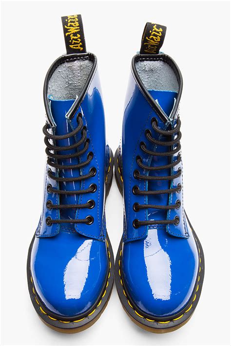 Lyst Dr Martens Royal Blue Patent Leather W 8 Eye Boots In Blue