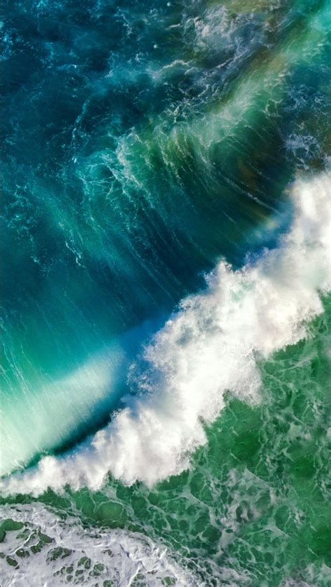 Aerial View Of Greenery Blue Ocean Foam Waves 4k Hd Ocean Wallpapers