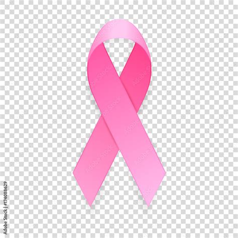 Vecteur Stock Realistic Pink Ribbon Icon Closeup Isolated On