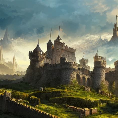 Medieval Castle Epic Landscape Digital Very Midjourney