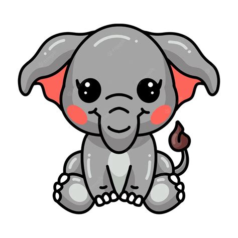 Premium Vector Cute Baby Elephant Cartoon Sitting