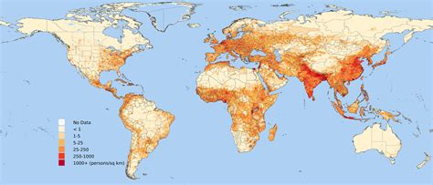 Number, density and population growth in the worl - mapstor.com